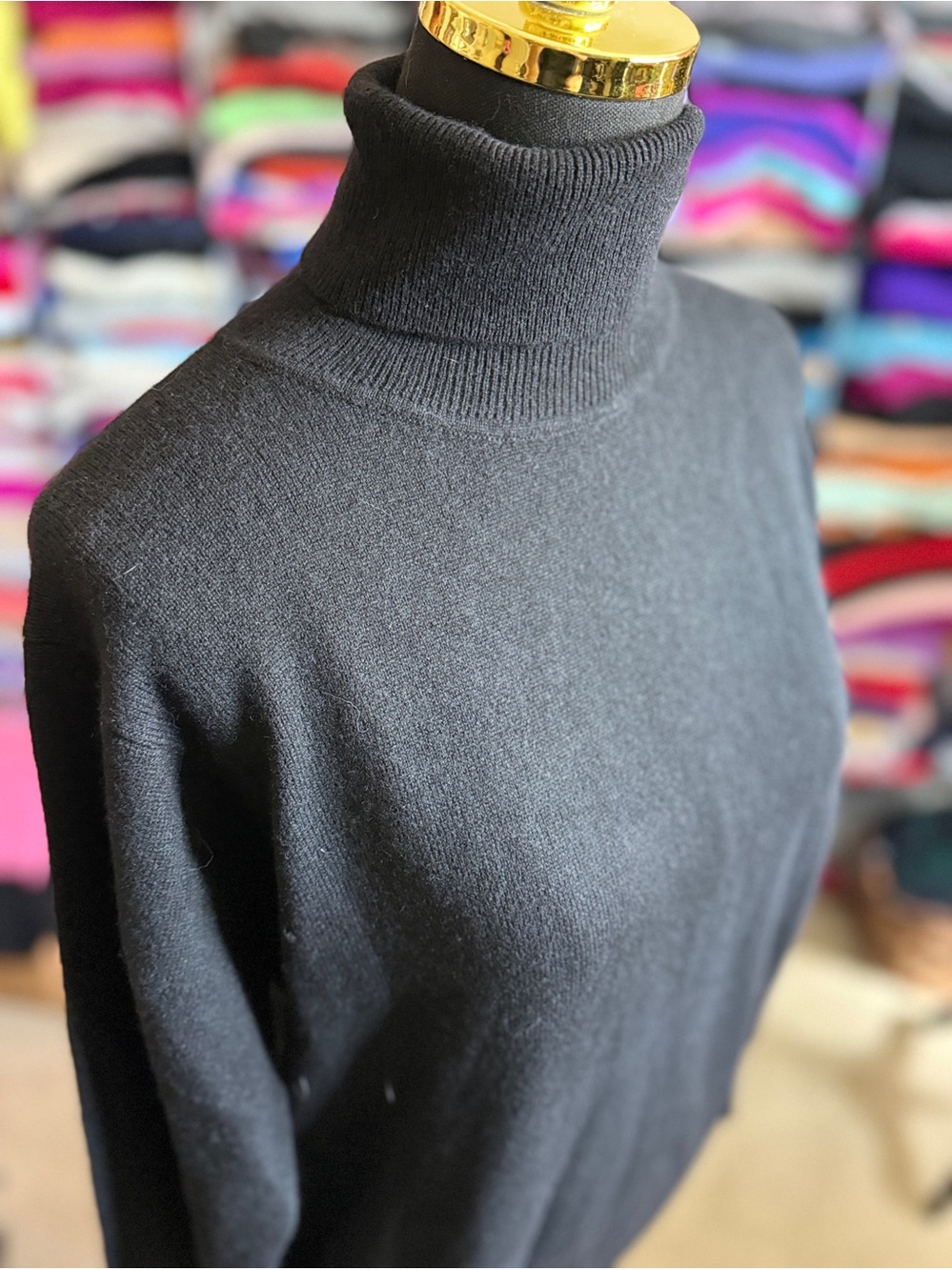 Classic Black Turtleneck Cashmere Sweater - Women